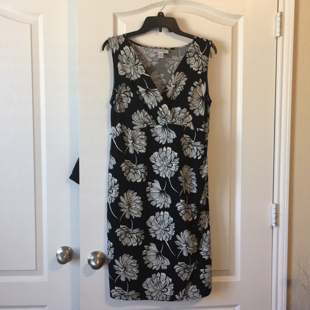 MM Black and White Floral wrap dress